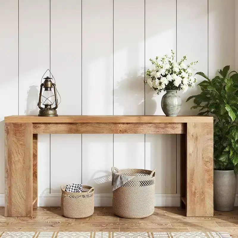 MAYEERTY Classic Farmhouse Style Console Table Thickened Board Robust Construction