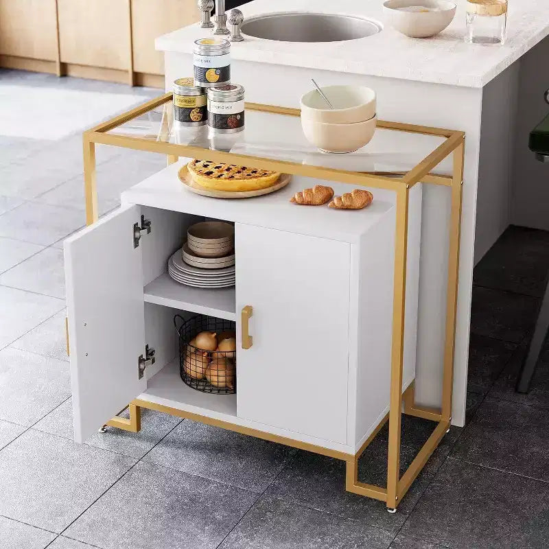 Mobile Contenitore con Ante, Credenza in Legno Salvaspazio
