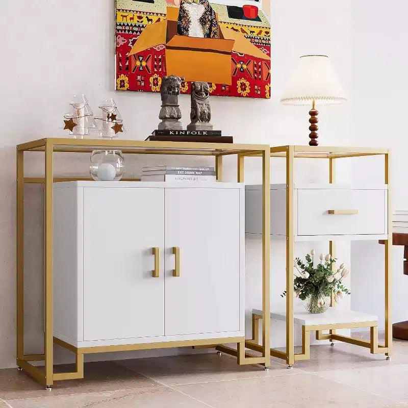 Mobile Contenitore con Ante, Credenza in Legno Salvaspazio