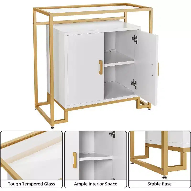 Mobile Contenitore con Ante, Credenza in Legno Salvaspazio