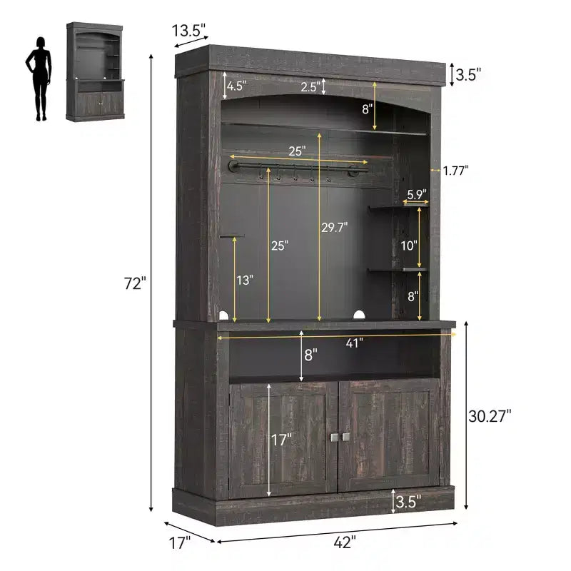 Mobile credenza da cucina da 72 pollici con contenitore, mobile bar con luci a LED