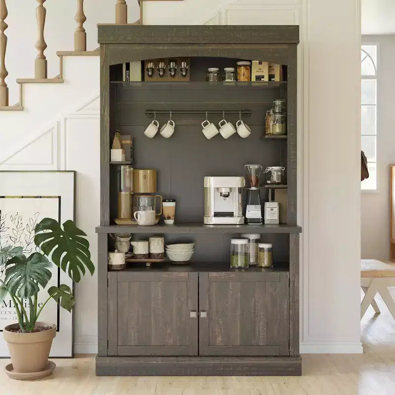Mobile credenza da cucina da 72 pollici con contenitore, mobile bar con luci a LED