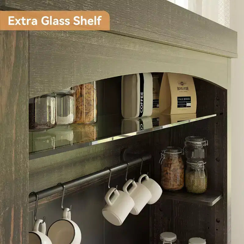 Mobile credenza da cucina da 72 pollici con contenitore, mobile bar con luci a LED