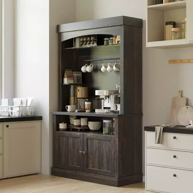 Mobile credenza da cucina da 72 pollici con contenitore, mobile bar con luci a LED