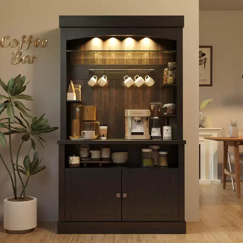 Mobile credenza da cucina da 72 pollici con contenitore, mobile bar con luci a LED