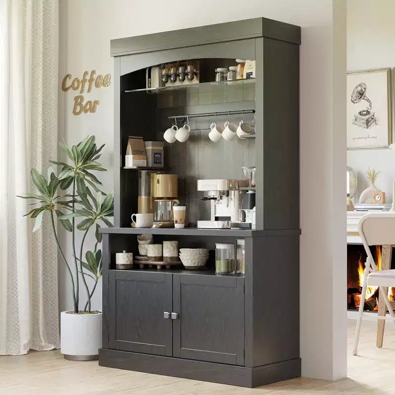 Mobile credenza da cucina da 72 pollici con contenitore, mobile bar con luci a LED