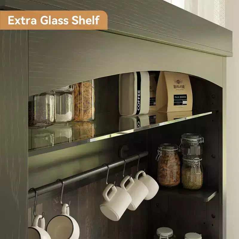 Mobile credenza da cucina da 72 pollici con contenitore, mobile bar con luci a LED
