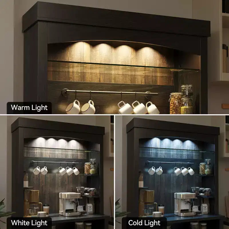 Mobile credenza da cucina da 72 pollici con contenitore, mobile bar con luci a LED