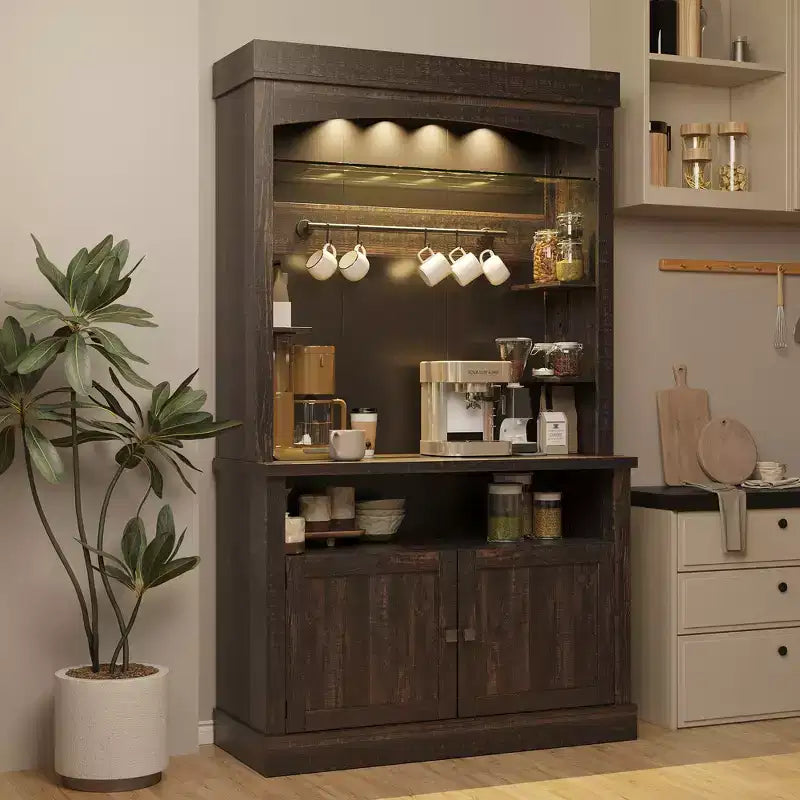 Mobile credenza da cucina da 72 pollici con contenitore, mobile bar con luci a LED