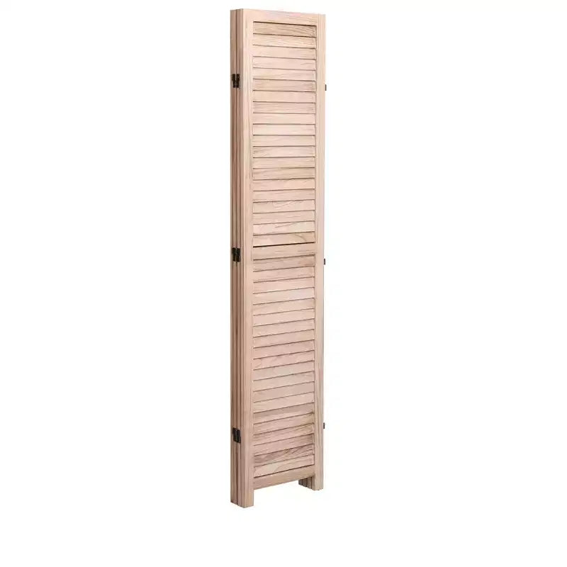 Divisorio Pieghevole in Legno Massello a 4 Pannelli – 55.2x65" Paravento Naturale per la Privacy