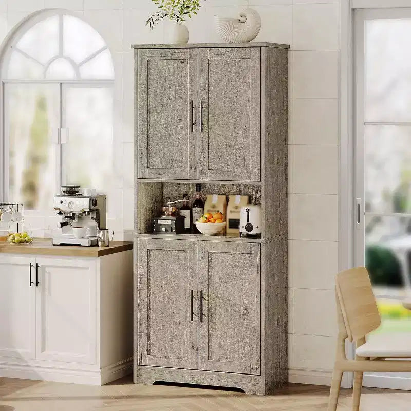 Mobile Dispensa per Cucina Autoportante con Ante e Ripiani Regolabili, Armadio Contenitore Alto 178 cm, Mobile Versatile