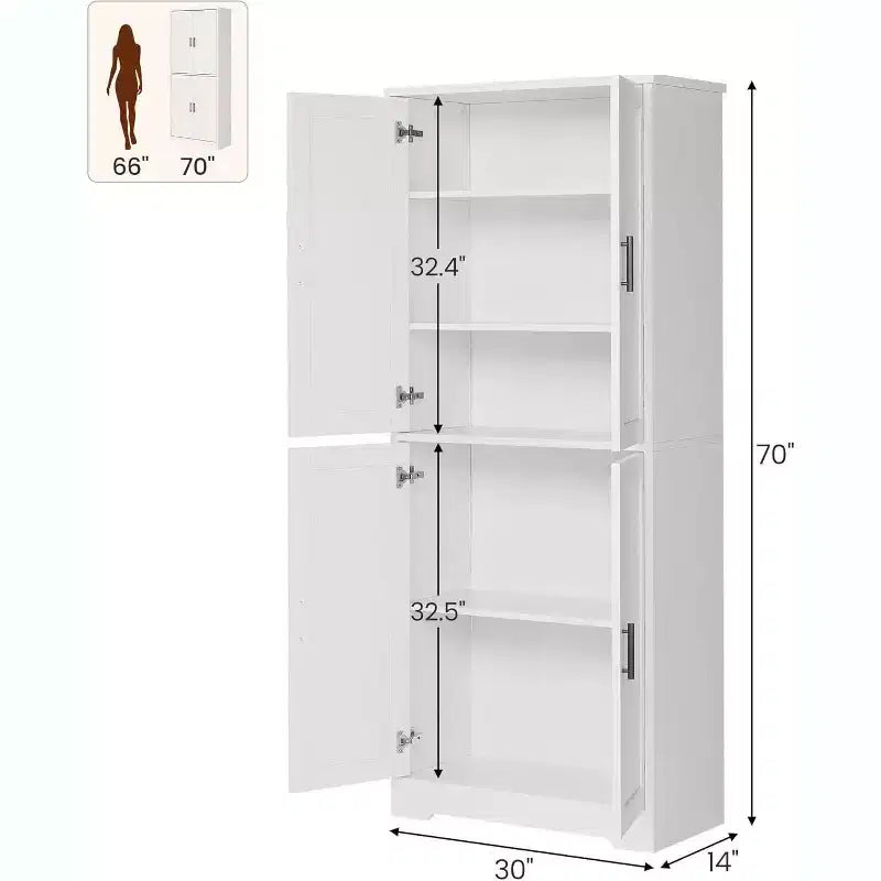 Mobile Dispensa per Cucina Autoportante con Ante e Ripiani Regolabili, Armadio Contenitore Alto 178 cm, Mobile Versatile