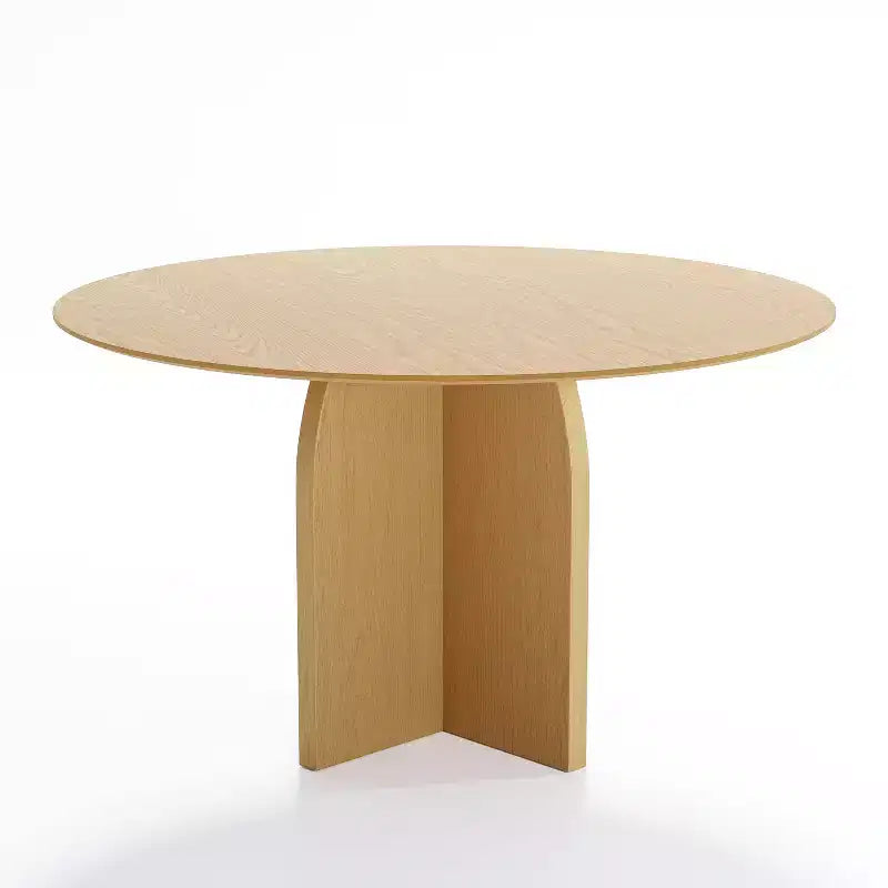 Tavolo da pranzo rotondo da 52" in legno massello con gambe ad arco – 6 posti, Naturale