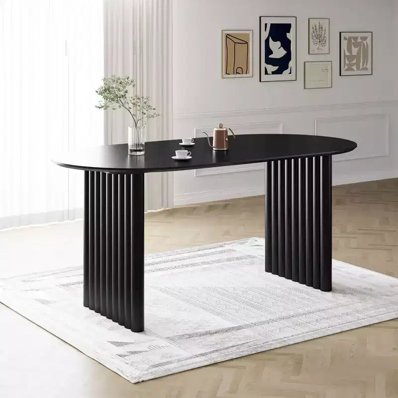 Tavolo da pranzo ovale stile rustico 170x85 cm – antigraffio, 6 posti, nero