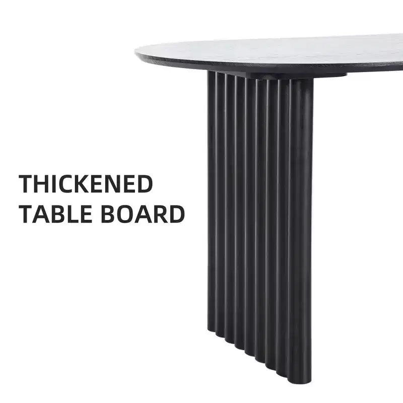 Tavolo da pranzo ovale stile rustico 170x85 cm – antigraffio, 6 posti, nero