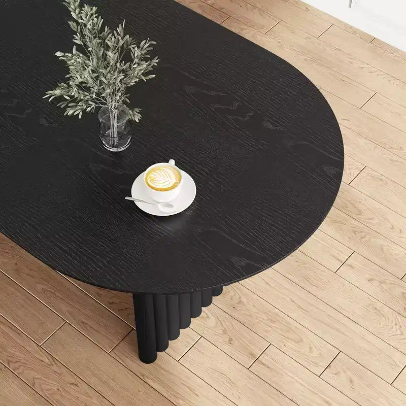 Tavolo da pranzo ovale stile rustico 170x85 cm – antigraffio, 6 posti, nero