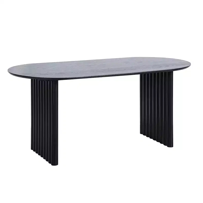 Tavolo da pranzo ovale stile rustico 170x85 cm – antigraffio, 6 posti, nero
