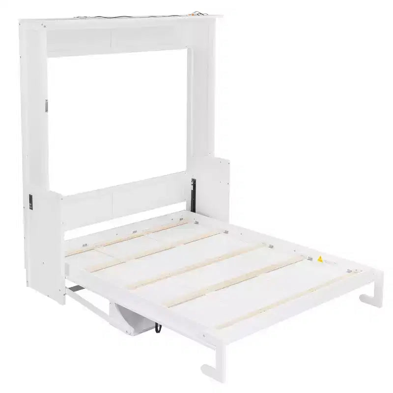Letto a scomparsa matrimoniale con scrivania, luci LED e ricarica USB – Capacità 272 kg