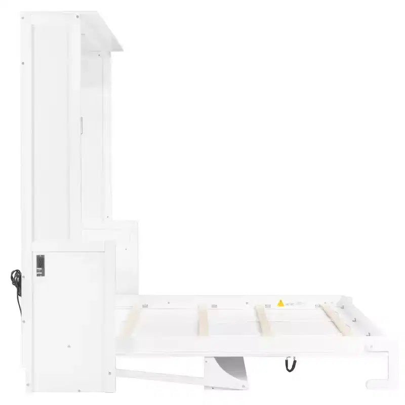 Letto a scomparsa matrimoniale con scrivania, luci LED e ricarica USB – Capacità 272 kg
