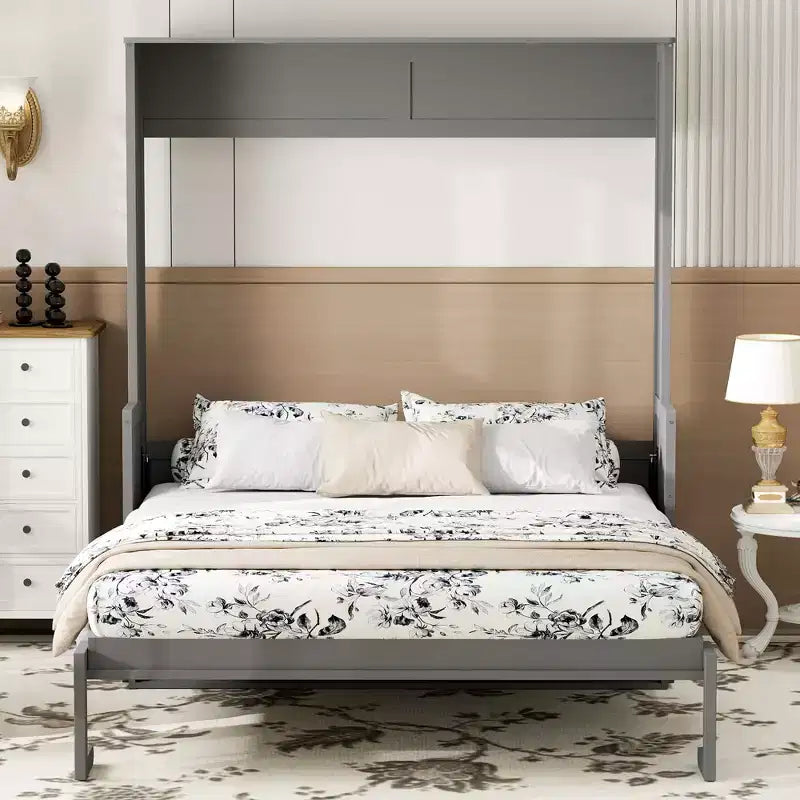 Whisen Queen Murphy Bed with Desk, LED Lights & USB Charging Station