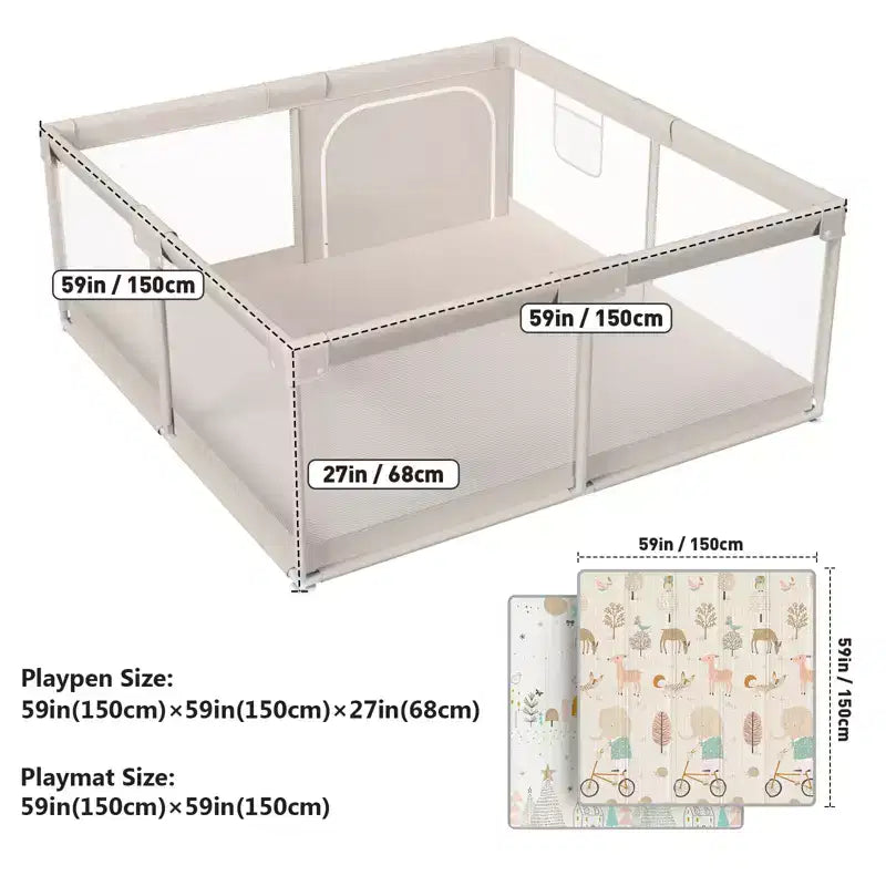 Box per neonati con tappeto 150x150 cm – Recinto di sicurezza per interni ed esterni per bambini