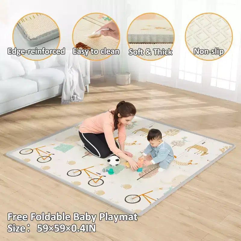 Box per neonati con tappeto 150x150 cm – Recinto di sicurezza per interni ed esterni per bambini