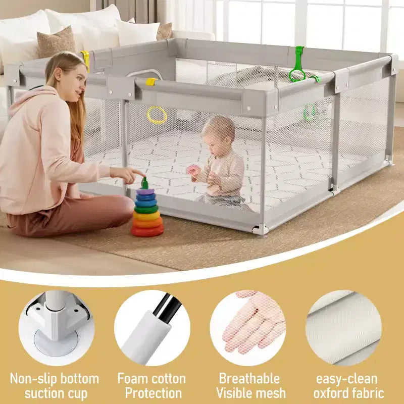 Box per neonati con tappeto 150x150 cm – Recinto di sicurezza per interni ed esterni per bambini