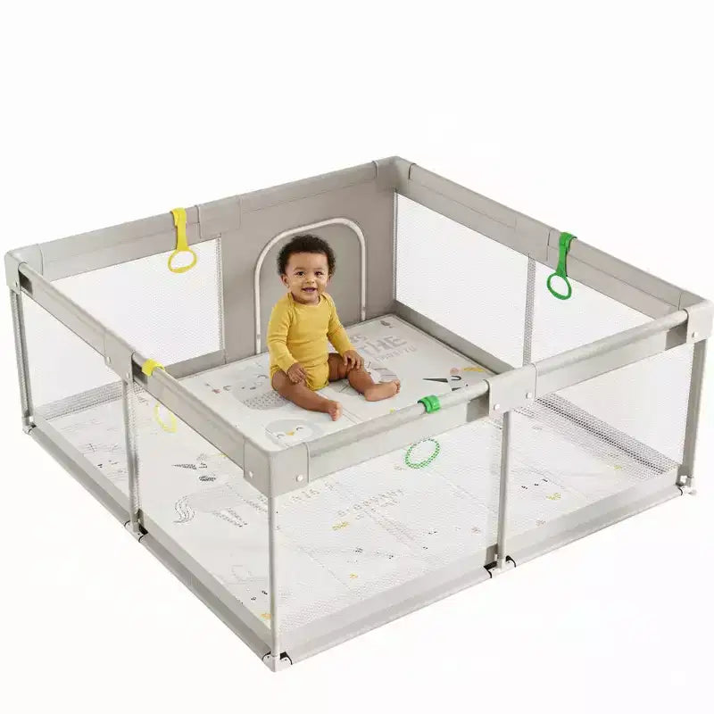 Box per neonati con tappeto 150x150 cm – Recinto di sicurezza per interni ed esterni per bambini