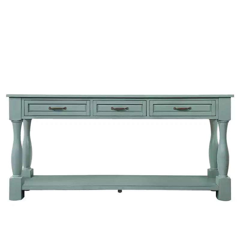 Console da 160 cm in stile Mid-Century con 3 cassetti e ripiano inferiore – Blu retrò