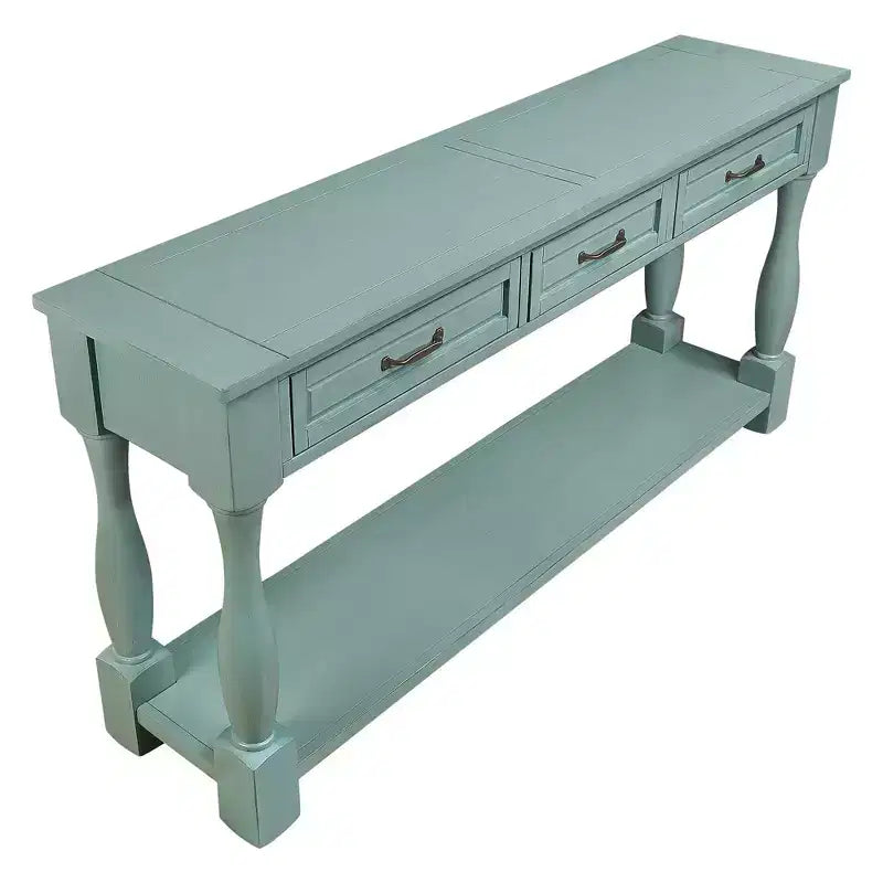 Console da 160 cm in stile Mid-Century con 3 cassetti e ripiano inferiore – Blu retrò