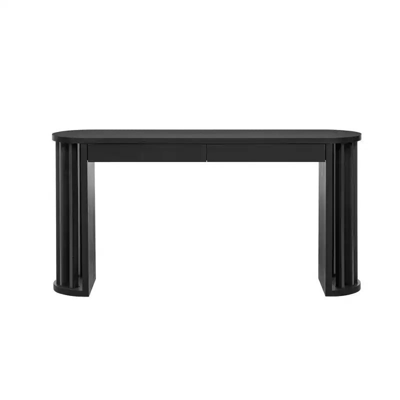 Consolle moderna da 59" con gambe a ventaglio e 2 cassetti – Quercia Nera