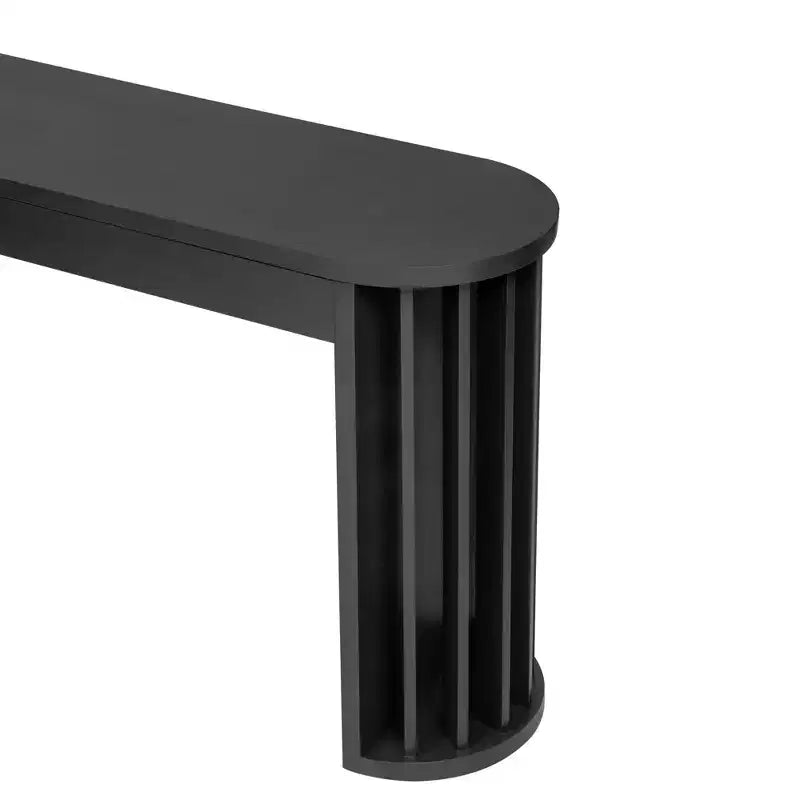 Consolle moderna da 59" con gambe a ventaglio e 2 cassetti – Quercia Nera