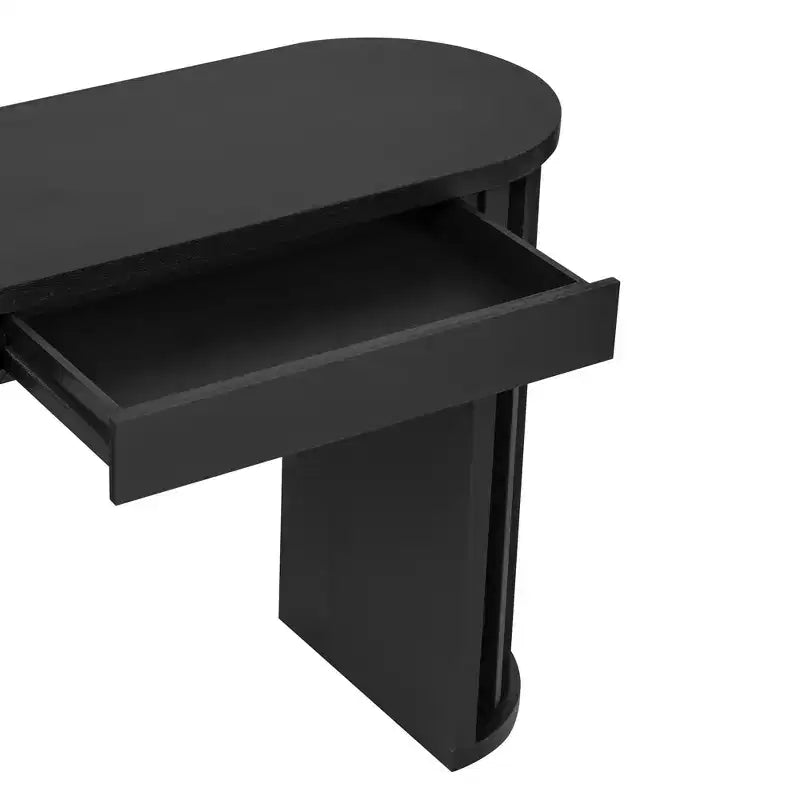 Consolle moderna da 59" con gambe a ventaglio e 2 cassetti – Quercia Nera