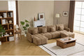 Karl Home |140 in.W Round Arm Boucle L-shaped American Tufed Sofa in Green with Ottoman