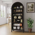 CuisinSmart 7 Tier Farmhouse arched display cabinet with Adjustable Shelves, Freestanding Tall Arched Bookshelf for Kitchen pantry Living Room