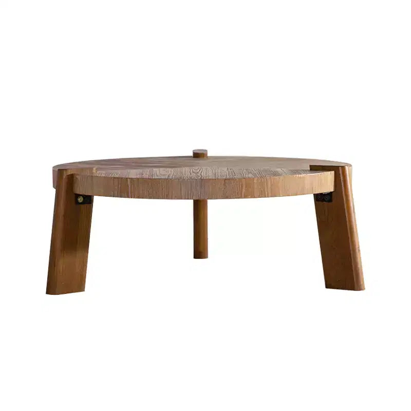 Tavolino rotondo rustico in legno – Finitura naturale, 36" in legno massello e MDF