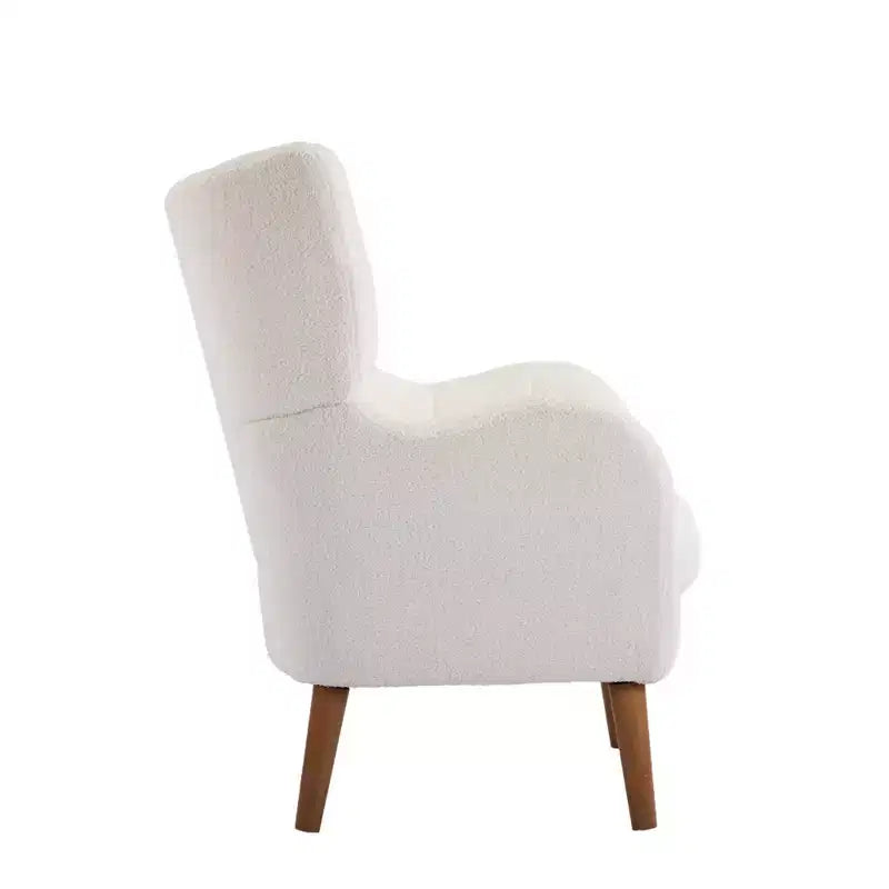 Sedia accentuata con schienale alto 41" – Lana Teddy, Gambe in Betulla, Capacità 400 libbre