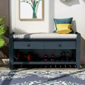 GDFStudio Judith Solid Wood Multipurpose Storage Bench With Cushioned Seat and Drawers