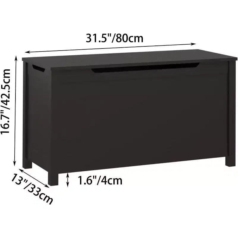 Panca Contenitore Portagiochi per Bambini in Legno con Cerniera di Sicurezza – 80x33x42,4 cm