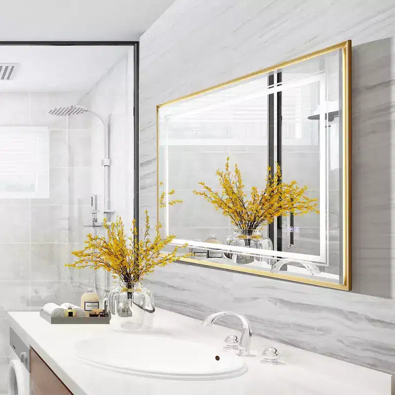 Specchio da bagno a LED 40x30" con anti-appannamento, controllo touch e bordo smussato
