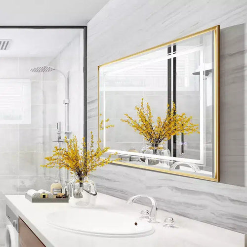 Specchio da bagno a LED 40x30" con anti-appannamento, controllo touch e bordo smussato