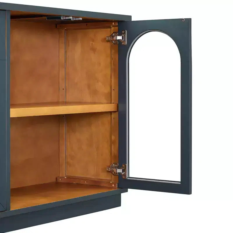 Credenza a 4 ante ad arco in vetro temperato con ripiani regolabili