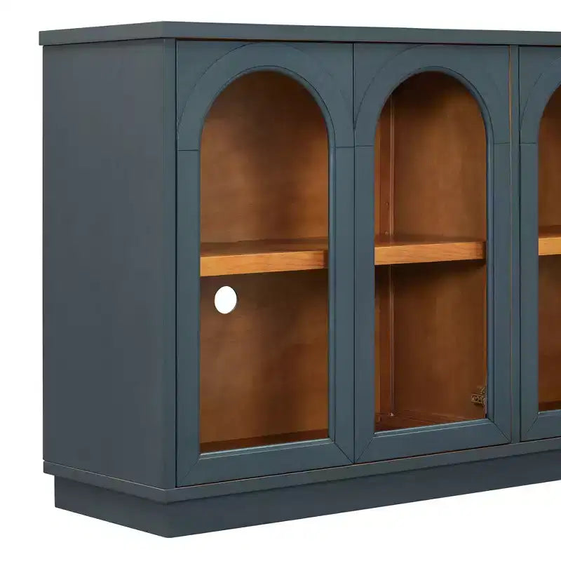Credenza a 4 ante ad arco in vetro temperato con ripiani regolabili