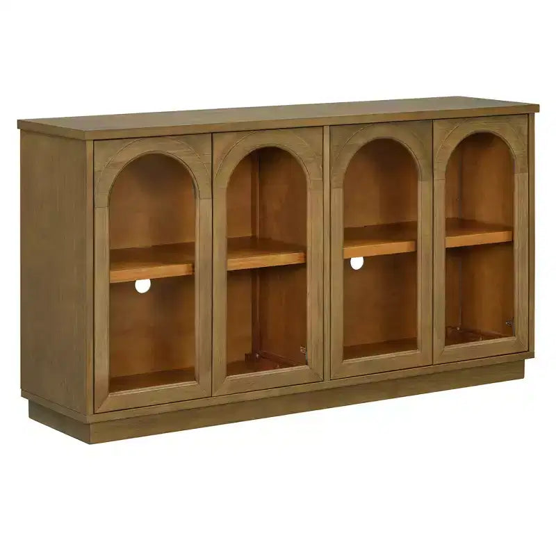 Credenza a 4 ante ad arco in vetro temperato con ripiani regolabili