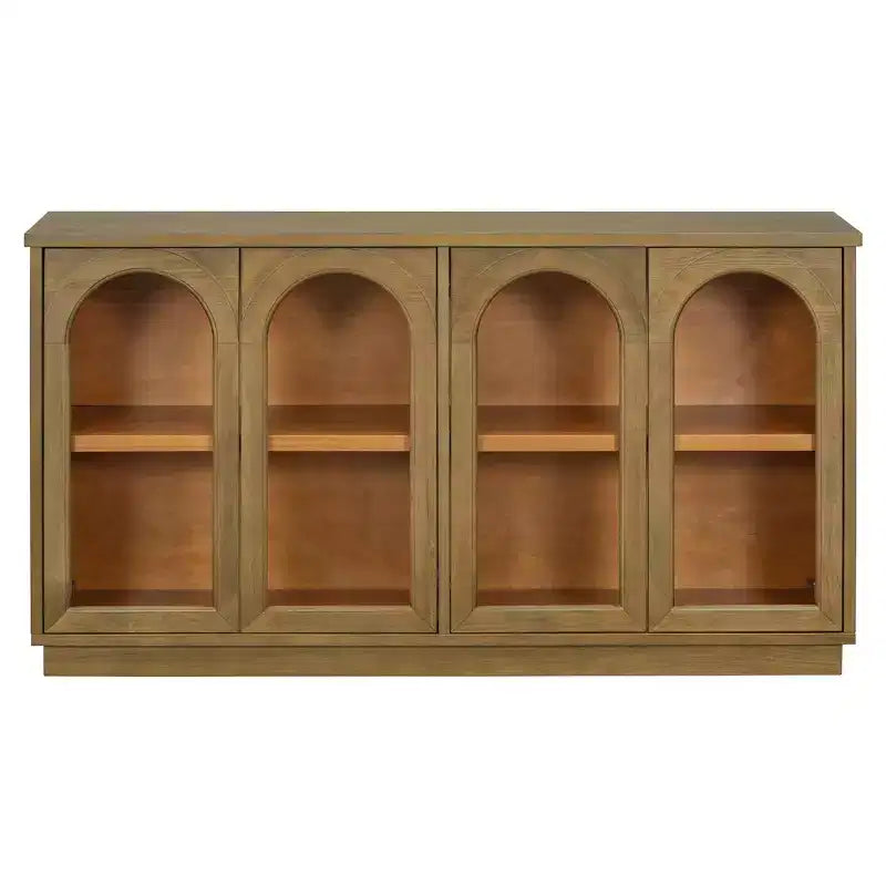 Credenza a 4 ante ad arco in vetro temperato con ripiani regolabili