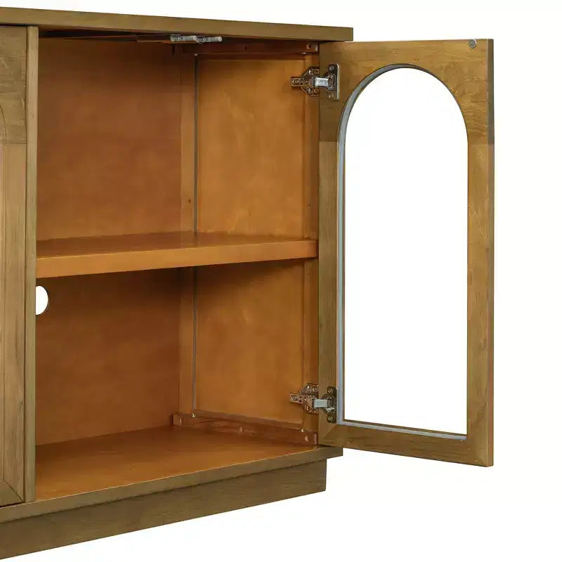 Credenza a 4 ante ad arco in vetro temperato con ripiani regolabili