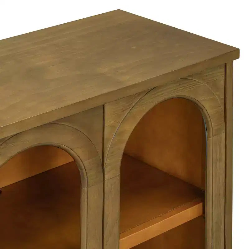 Credenza a 4 ante ad arco in vetro temperato con ripiani regolabili