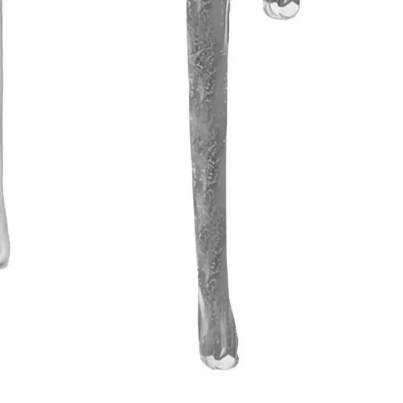 Tavolino d'appoggio laterale scultoreo color argento – Piano rotondo in vetro temperato, design a goccia