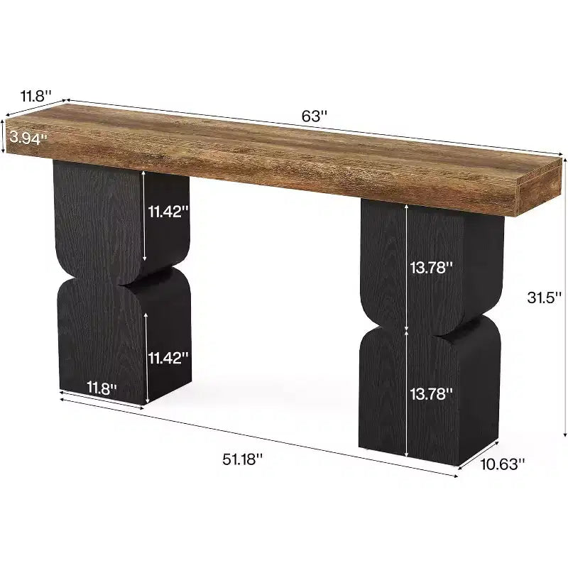 Console da Tavolo Moderna Bicolore da 63" – Tavolo da Ingresso in MDF Marrone e Nero