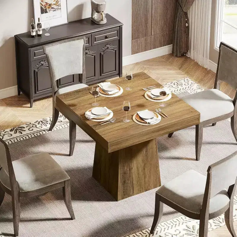 Tavolo da Pranzo Quadrato da Cascina per 4 con Base a Piedistallo – 80 cm